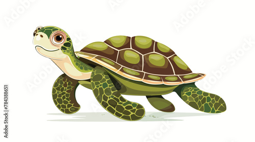Turtle cartoon flat vector isolated on white background