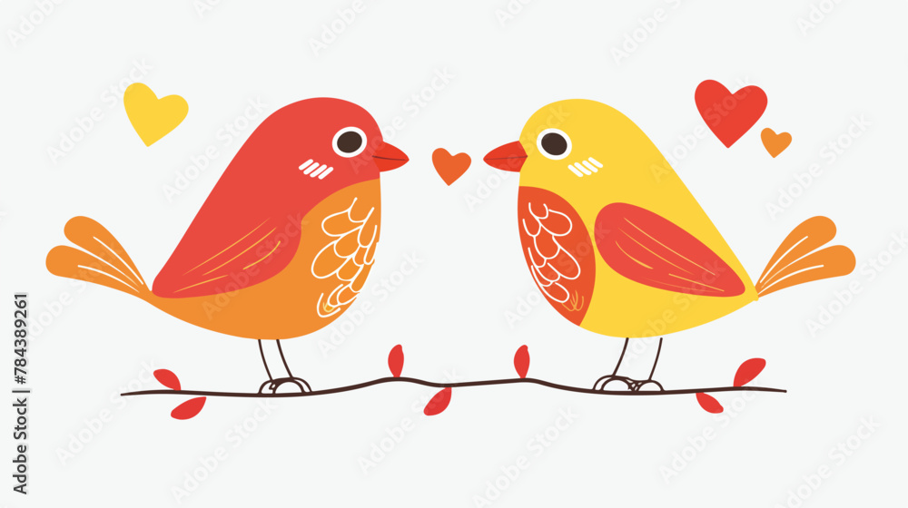 Two love birds Two birds flat vector isolated on white
