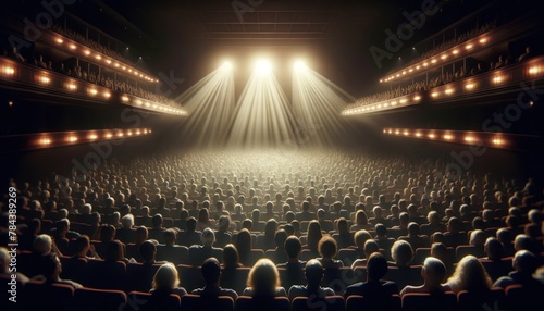 audience in a theater, capturing the moment of captivated silence before a performance begins.