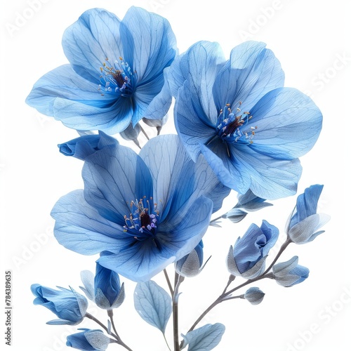 Isolated blue flowers on a white background