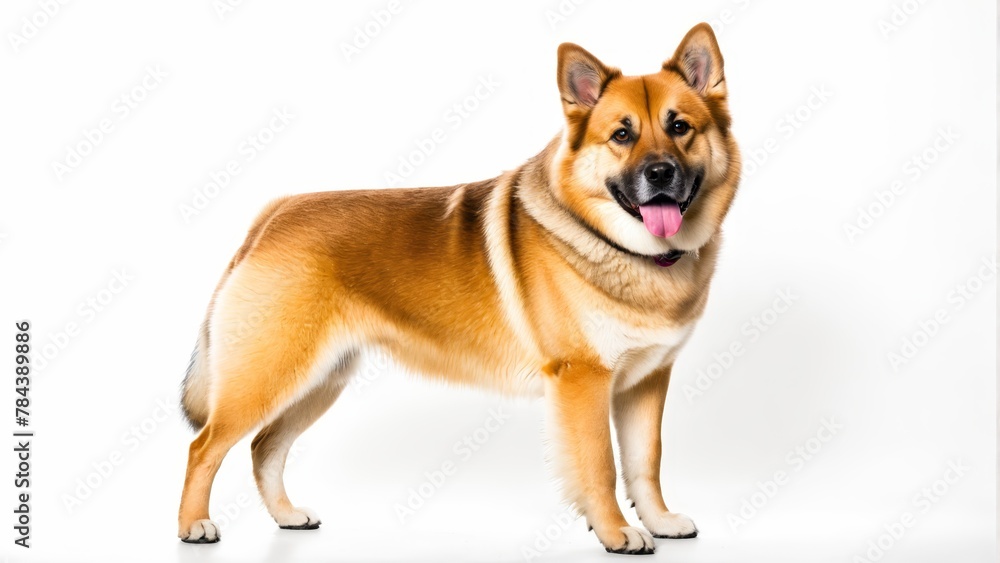   A tight shot of a dog with its tongue extended, hanging in front of the camera