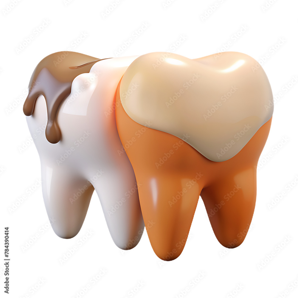 A sore tooth amidst healthy teeth isolated on transparent background A sore tooth amidst healthy teeth isolated on transparent background