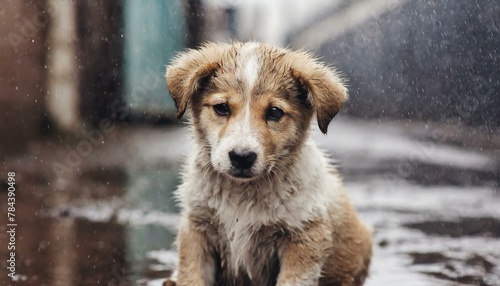 "A Cry for Compassion: Homeless Puppy Seeks Shelter from the Storm"