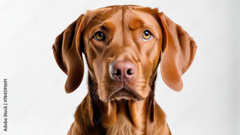 A poised canine gaze into the lens, expressing sorrow A poised canine gaze into the lens, expressing sorrow