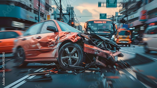Dramatic Urban Car Collision Scene © john