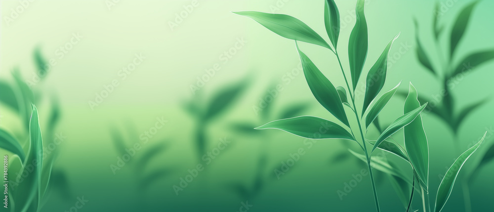 Naklejka premium A close-up shot of vibrant young leaves basking in the soft, warm sunlight, symbolizing growth and the energy of life.