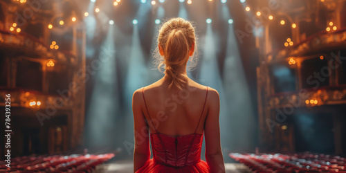 Rücken einer Balletttänzerin in einem roten Kleid