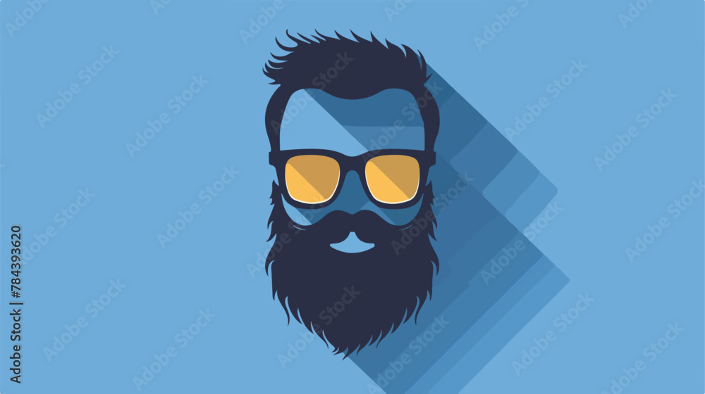 Vector Beard and Sunglasses Icon Isolated on Blue Background