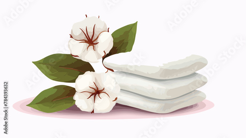 Cotton pads and cotton flower on a white background