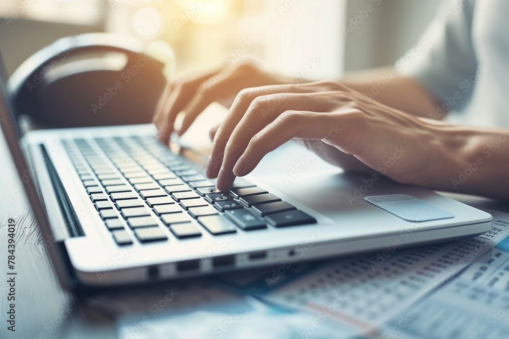 Close-Up Business Professional Typing. Close-up of hands typing on a laptop for corporate or remote work. Close-Up Business Professional Typing. Close-up of hands typing on a laptop for corporate or remote work.