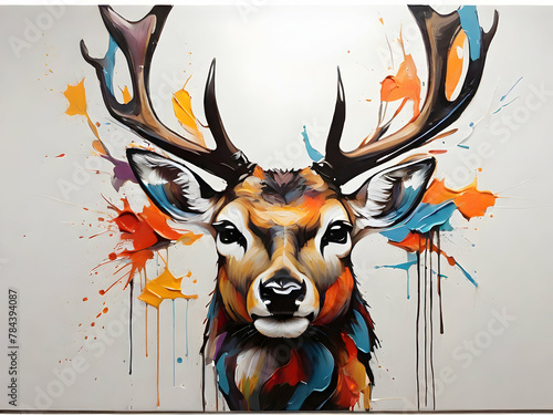 head of a deer. wildlife, stag, head, elk, winter, horn, art, buck, horns,Ai generated 