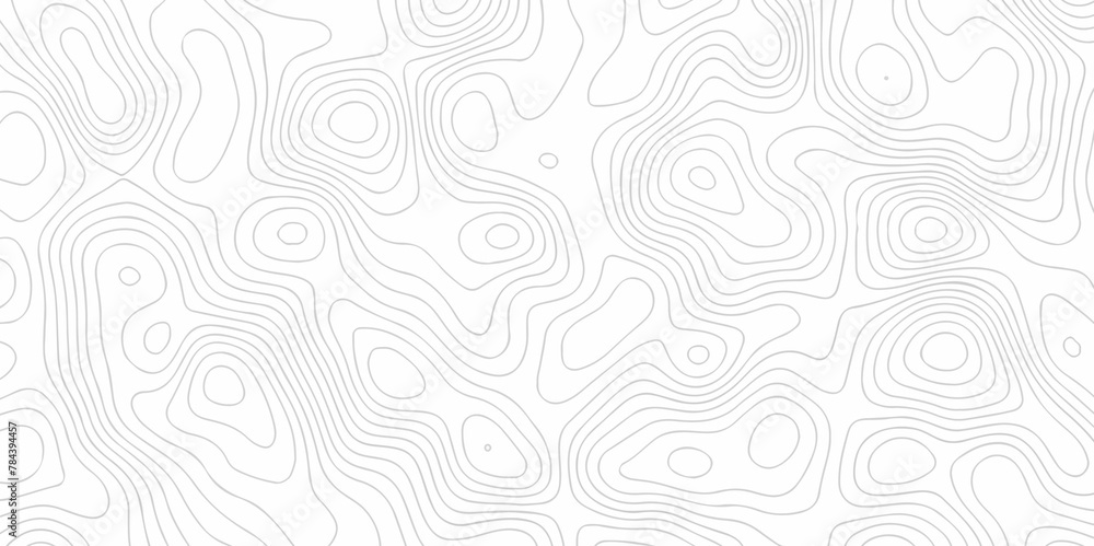Fototapeta premium Vector geography landscape Topo contour map on white background, Topographic contour lines. Seamless pattern with lines Topographic map. Geographic mountain relief diagram line wave carve pattern.