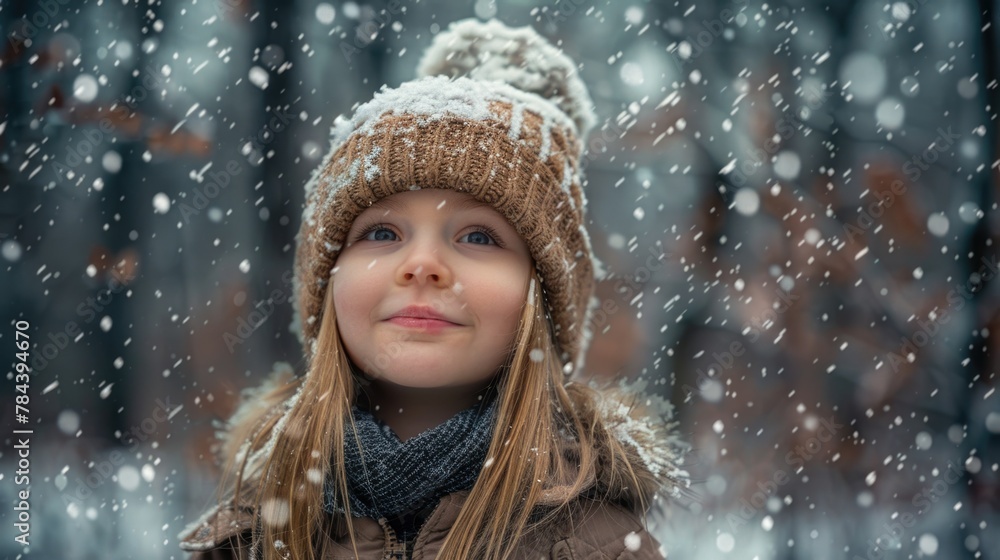 A little girl wearing a hat and scarf in the snow. Perfect for winter and holiday themes A little girl wearing a hat and scarf in the snow. Perfect for winter and holiday themes
