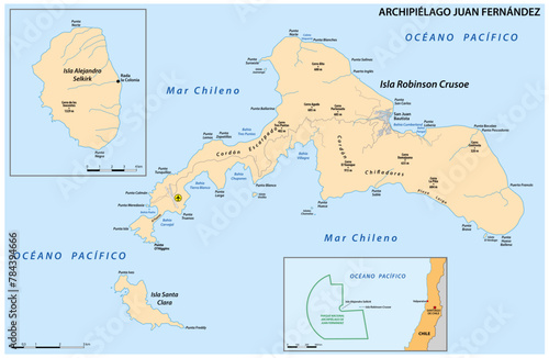 Vector map of the Chilean archipelago of Juan Fernandez Islands