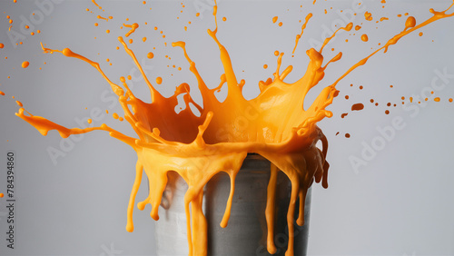 A powerful splash of yellow viscous liquid.