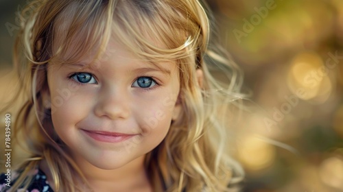 Close up portrait of a young girl with striking blue eyes. Suitable for various design projects