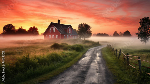 sunset in the countryside  high definition(hd) photographic creative image