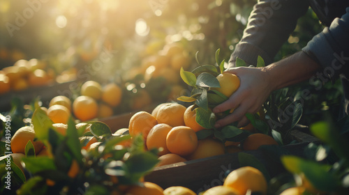 Farmer at Work in the Orange Harvest photo
