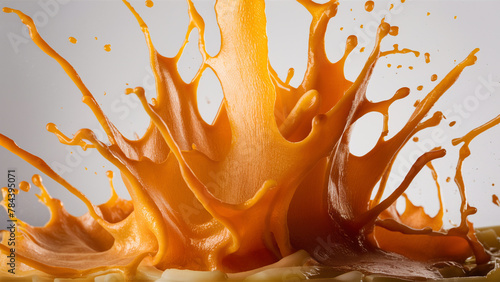 A powerful splash of yellow viscous liquid. photo