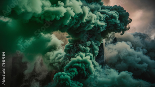 Thick clouds of green smoke. Apocalypse.
