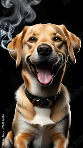 portrait of a brown dog on black background  © Ruwinda