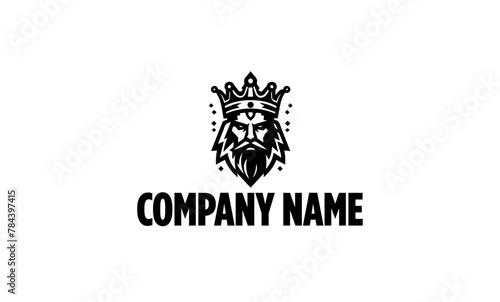 king mascot logo icon in black and white or king silhouette icon