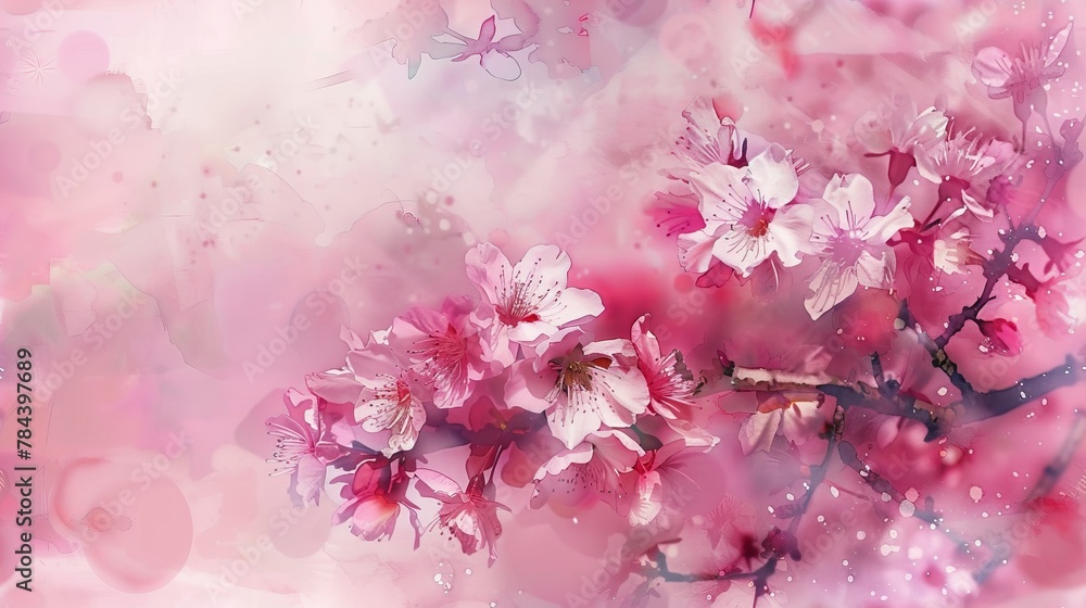 watercolor painting of sakura flowers funny