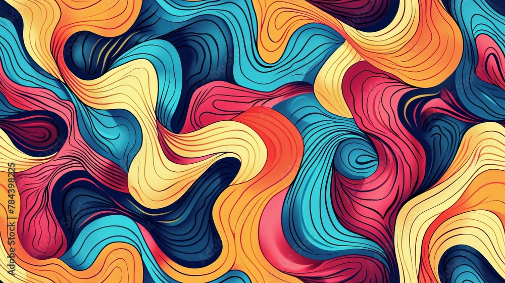 Fototapeta premium delightful world of basic shapes and playful pink lines, as this seamless pattern adds a touch of whimsy to any design project.