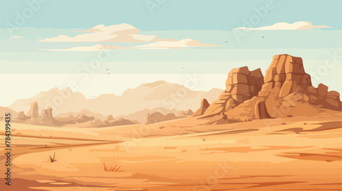 Desert near Siwa Egypt .. 2d flat cartoon vactor illustration