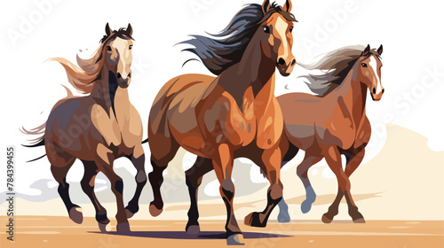Detail horses .. 2d flat cartoon vactor illustration