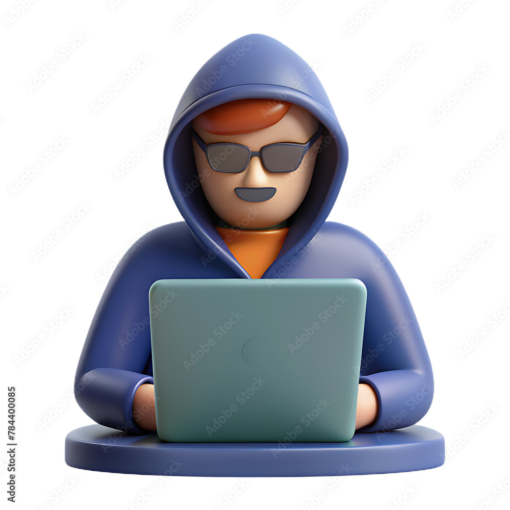 3d hacking boy using laptop 3d hacking boy using laptop