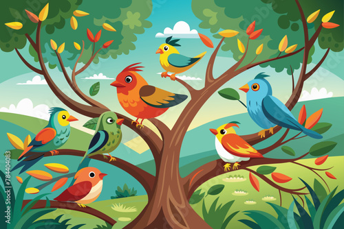 birds-sitting-in-a-tree-vector-illustration eps.eps