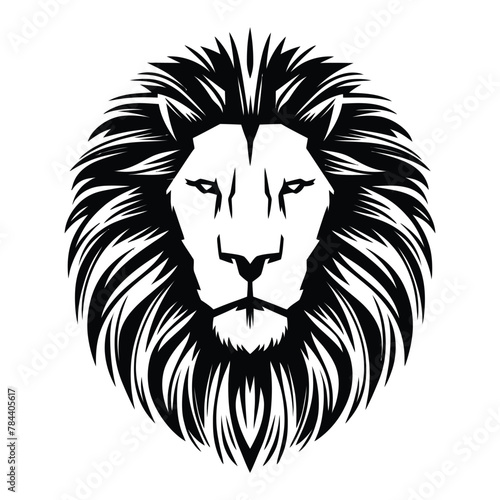 Black and White Lion Vector Silhouette.