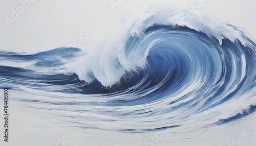 Blue wave oil painting using brush technique.