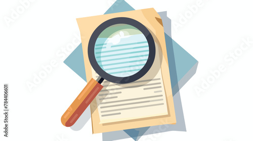 Vector icon  magnifier and paper document flat vector