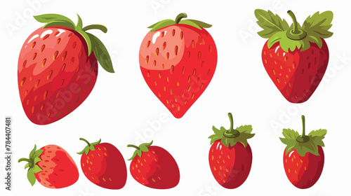 Fototapeta Naklejka Na Ścianę i Meble -  Fresh ripe strawberry set. Whole and sliced juicy r