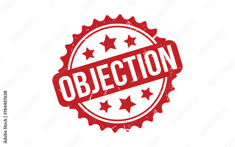 Objection Stamp. Red Objection Rubber grunge Stamp Objection Stamp. Red Objection Rubber grunge Stamp