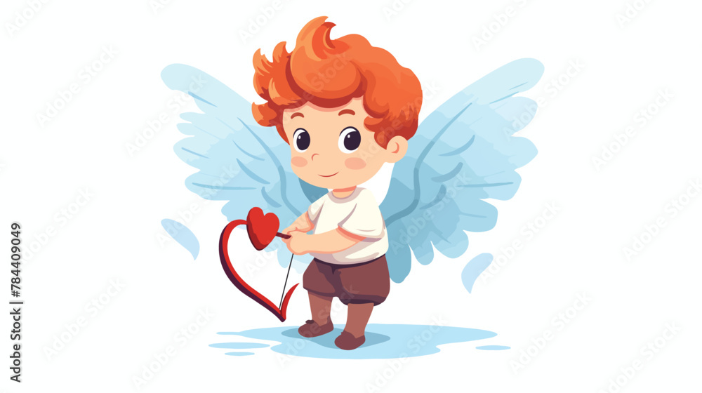 Funny cupid illustration. Kid love romantic angel.