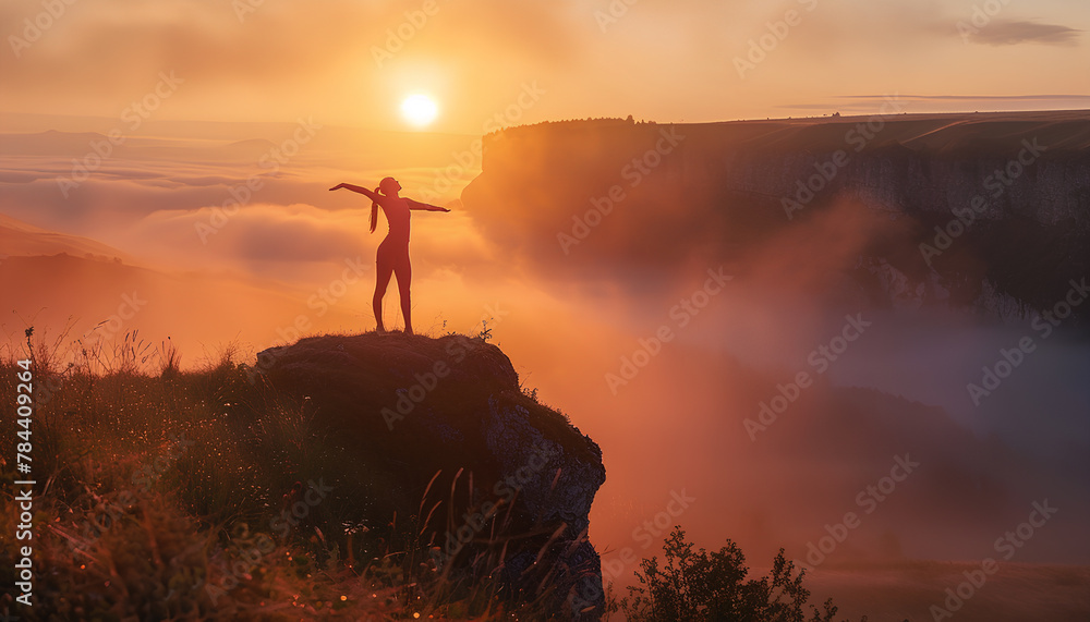 Fototapeta premium stretching in the sunrise