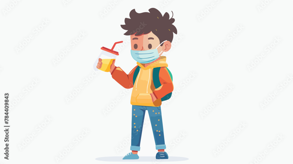 Vector illustration of cartoon child with mask and dr