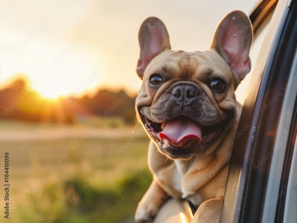 Dog Enjoying Car Ride With Head Out Window