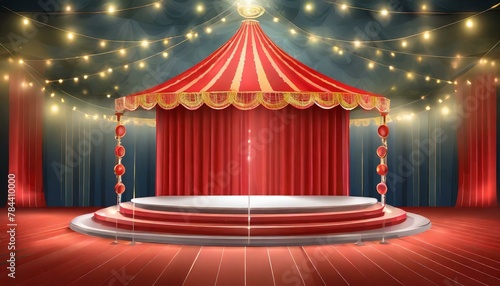 Showtime Sensation: Circus Stage Podium with Light Bulbs