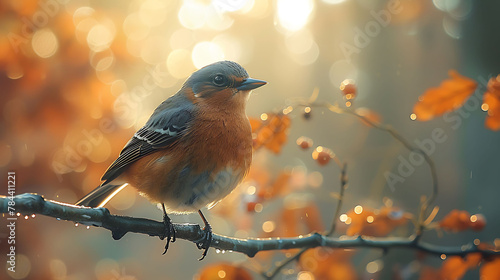 robin perched on a branch © Gomi555
