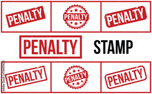 Penalty Stamp. Red Penalty Rubber grunge Stamp set