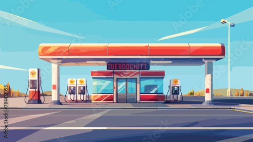 Gas station icon. Cartoon illustration of gas stati photo