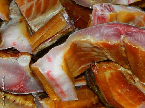 smoked balyk from silver carp or Chinese carp in large pieces