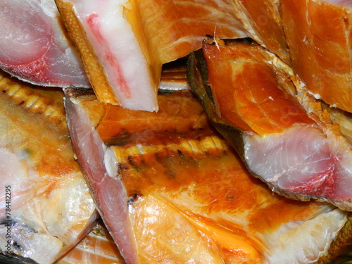 smoked balyk from silver carp or Chinese carp in large pieces