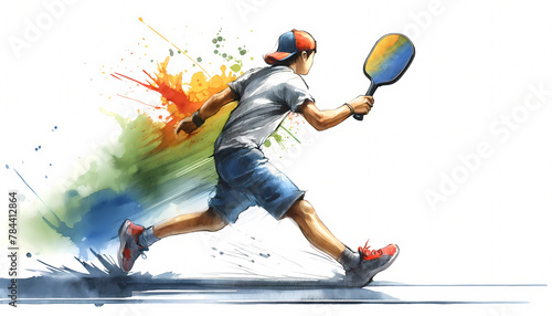 A boy playing pickleball, capturing the concept of enjoyment and speed