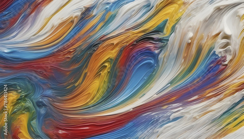 Rainbow wave oil painting using brush technique.