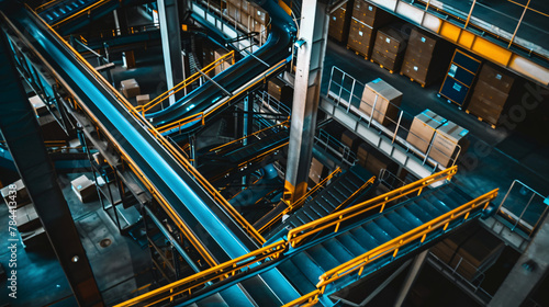 Long conveyor system extending across warehouse floor for streamlined logistics